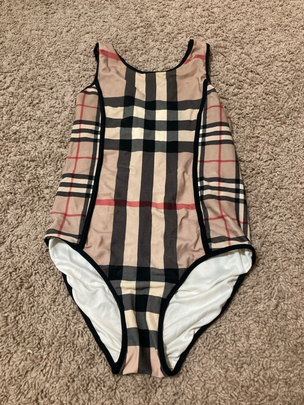Burberry kids girl One-Piece Swimsuit in Beige and Black